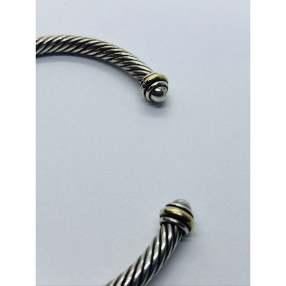 David Yurman Sterling Silver 18K 750 Gold 4mm Dome Bracelet - Picture 5 of 8